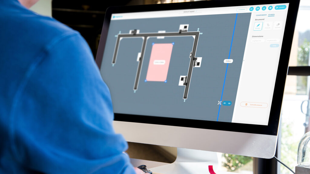 Il configuratore 3D di laboratorio Inpeco su uno schermo