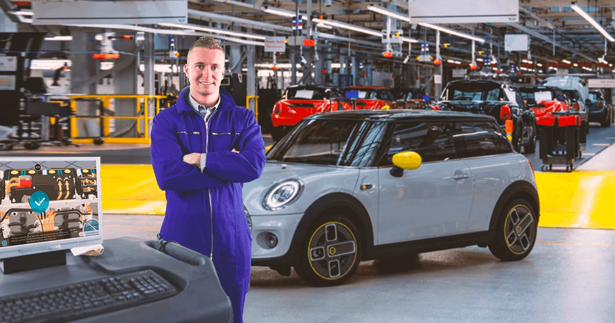 Copertina del learning game BMW MINI con officina simulata e formazione su computer